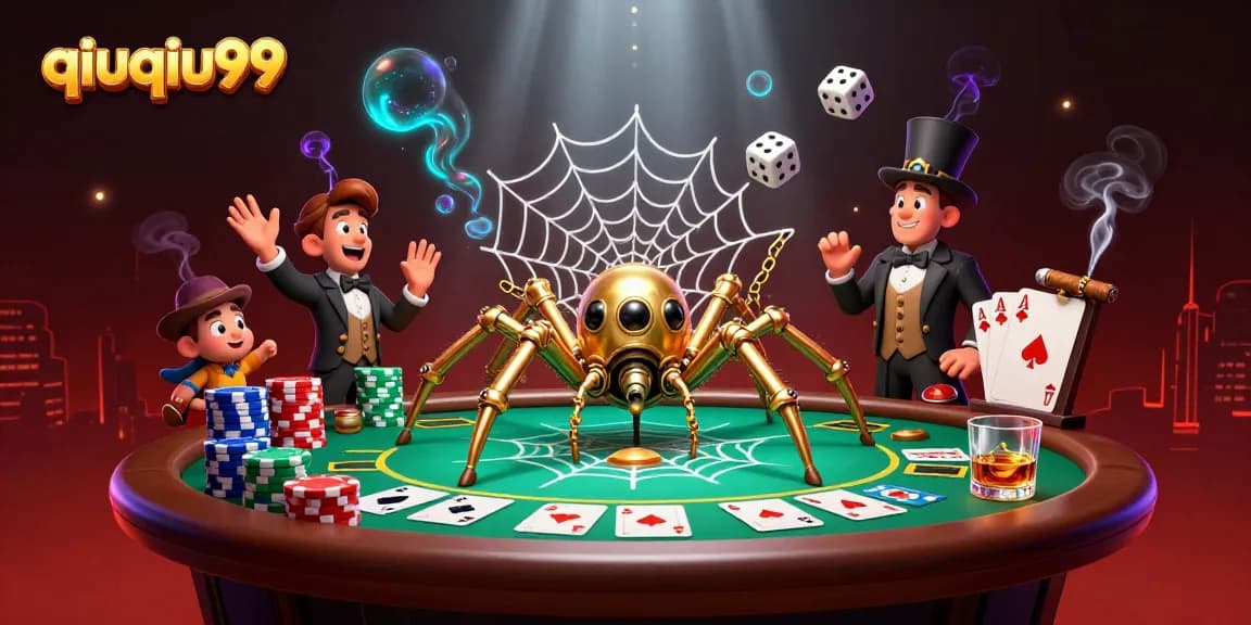 Experience qiuqiu99 with an engaging steampunk-themed poker illustration capturing the essence of card games.