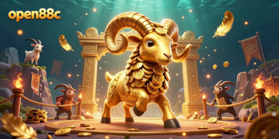 Engage with open88c's thrilling golden ram and festive gambling scene in vivid detail.