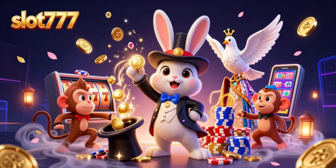 Experience the thrill of slot777 gameplay with vibrant characters and golden coins in action.