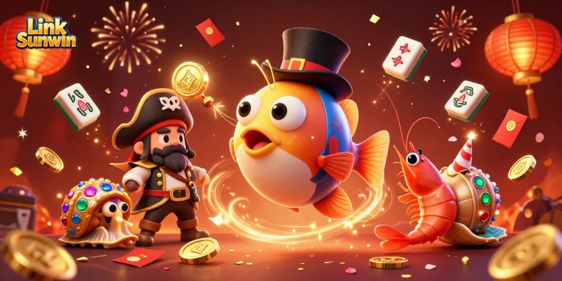 Catch golden coins with Link Sunwin as you explore an enchanting underwater casino scene!