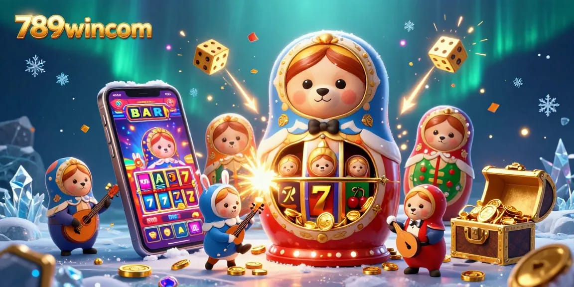 Experience thrilling gameplay with 789wincom's vibrant casino scene featuring exciting slot machines and charming characters