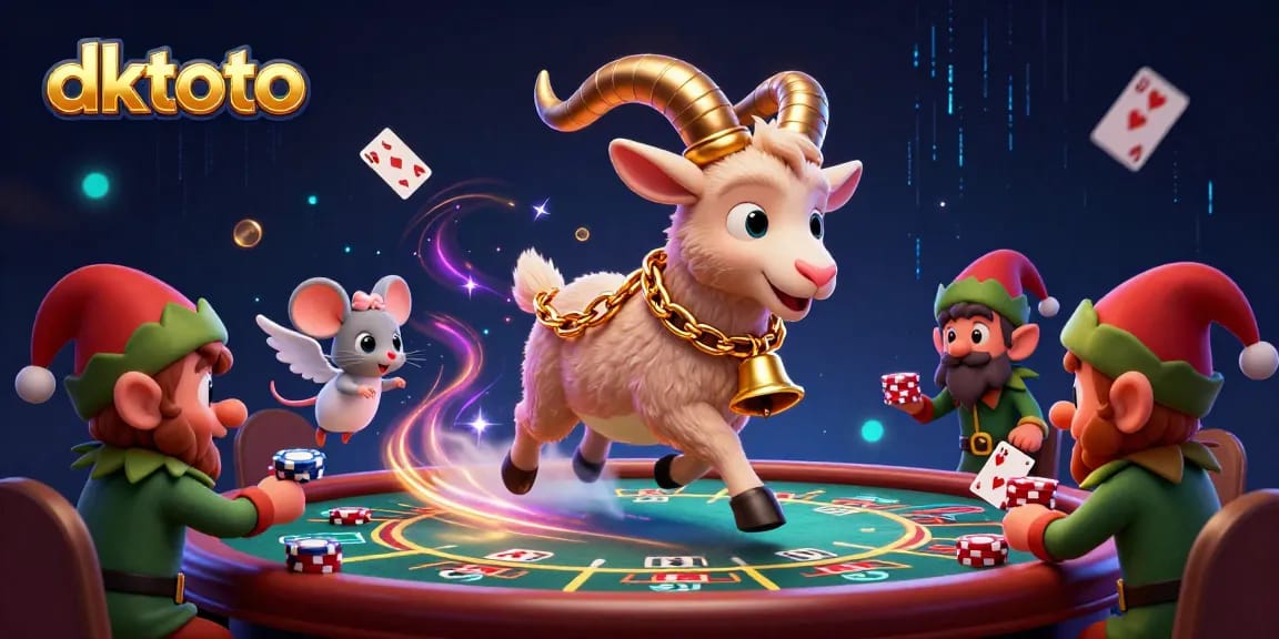 Experience thrilling baccarat action at dktoto with a festive 3D casino scene full of lively characters and dynamic elements.