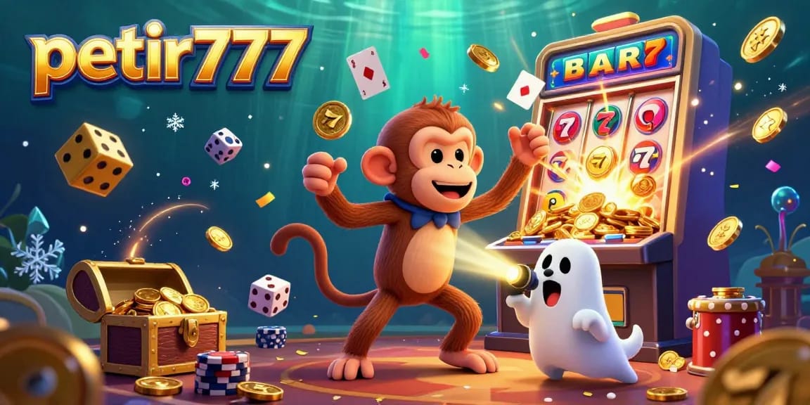 Experience the thrill of petir777 as a mischievous monkey juggles golden coins in a vibrant casino.