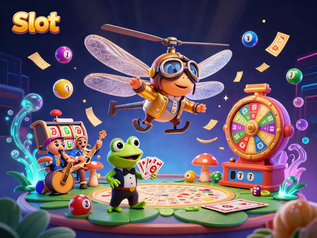 Slot dengan kombinasi elemen kasino, karakter, dan efek visual yang menarik.