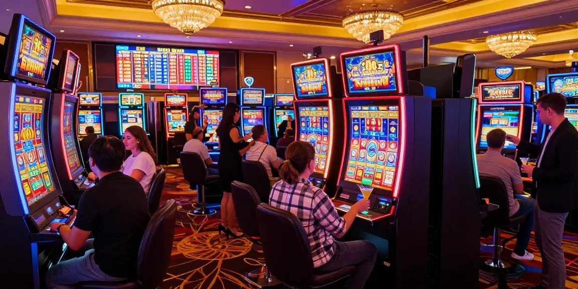 Slot gacor dan atmosfer ceria di kasino dengan pemain bersemangat.