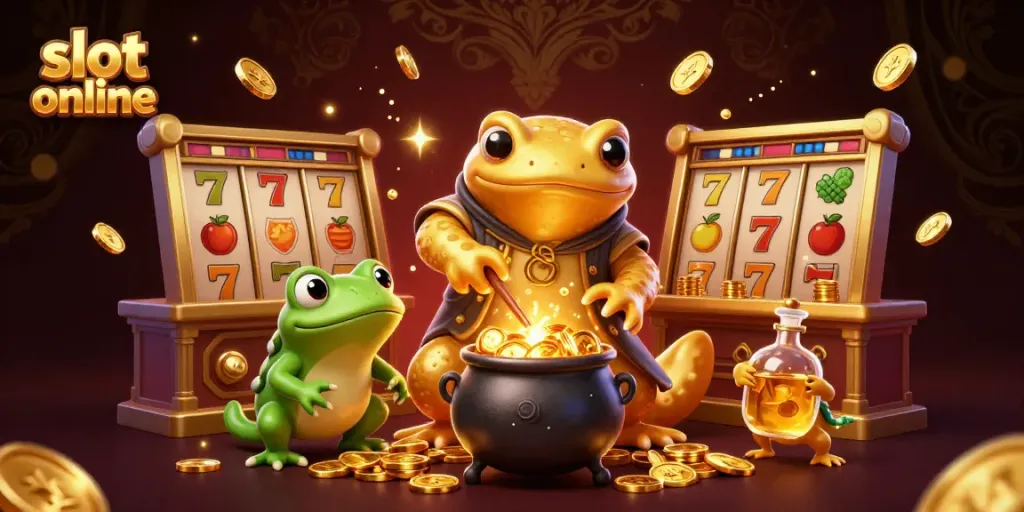 Experience thrilling gameplay with slot online, featuring golden coins and exciting slot elements.