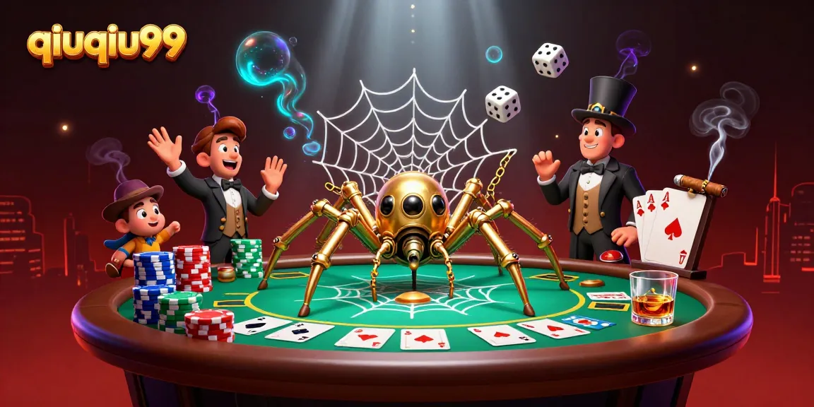 Experience qiuqiu99 with an engaging steampunk-themed poker illustration capturing the essence of card games.