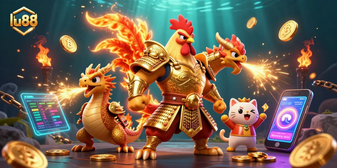 Engage with lu88's thrilling crypto casino scene featuring vibrant characters and dynamic elements.