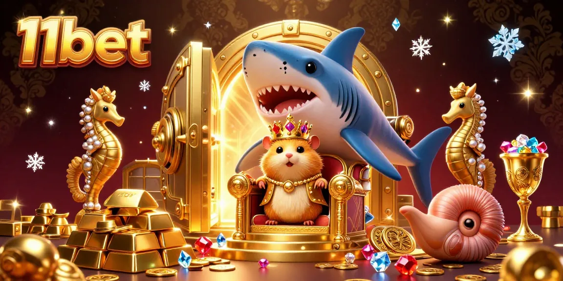 Experience thrilling gaming with 11bet in a vibrant 3D casino scene filled with treasures and adventure.