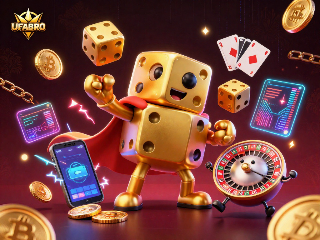Experience winning odds with UFABRO's dynamic casino universe, showcasing magical dice and vibrant crypto.