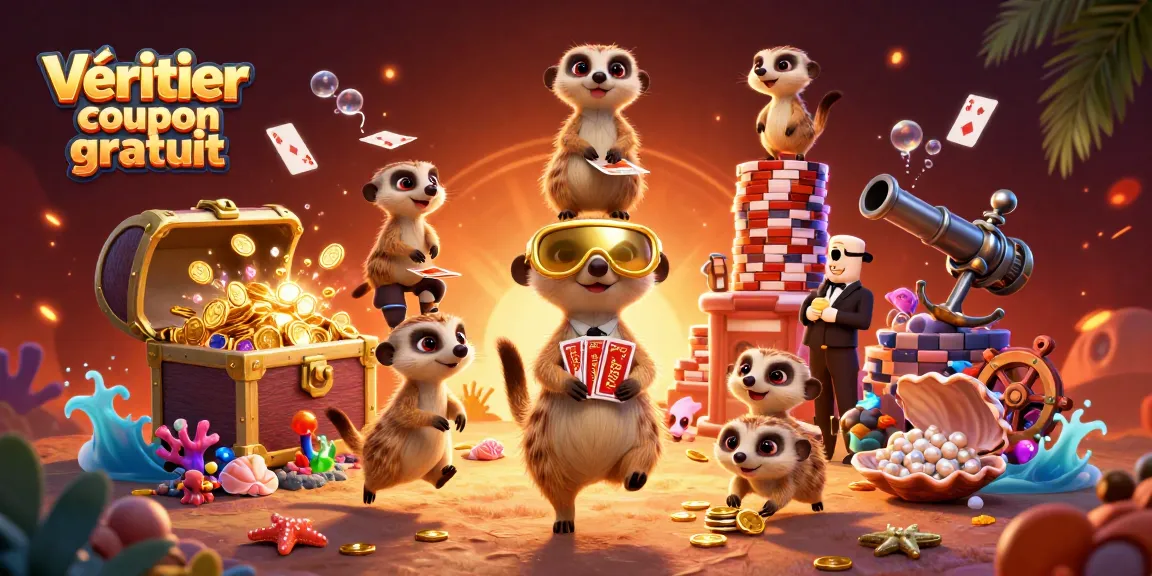Vérifier coupon gratuit avec des meerkats animés gérant un casino rempli de trésors sous-marins