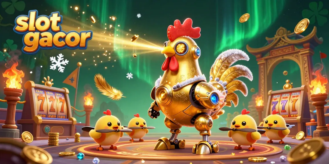 Engage with thrilling slot gacor action featuring a golden rooster robot and baby chick drones!