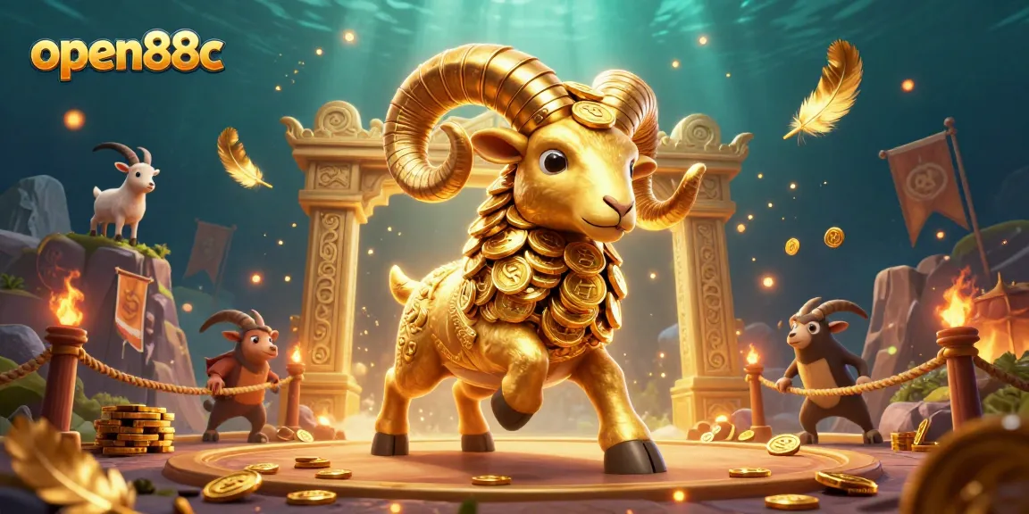 Engage with open88c's thrilling golden ram and festive gambling scene in vivid detail.