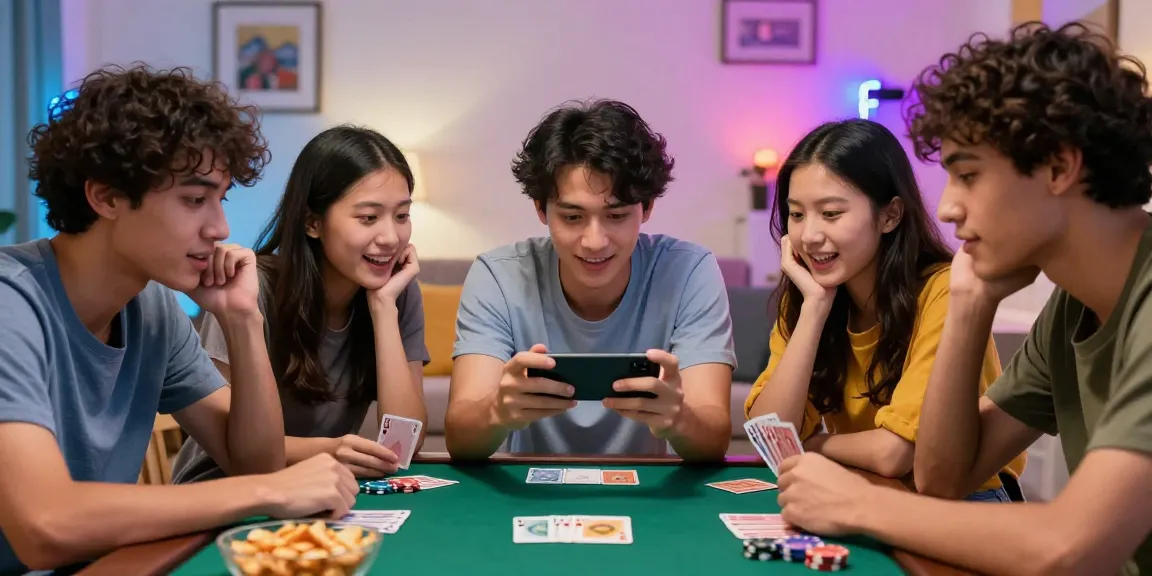 Friends gather to Start here playing Teen Patti Gold, enjoying a competitive gaming atmosphere in a lively living room.