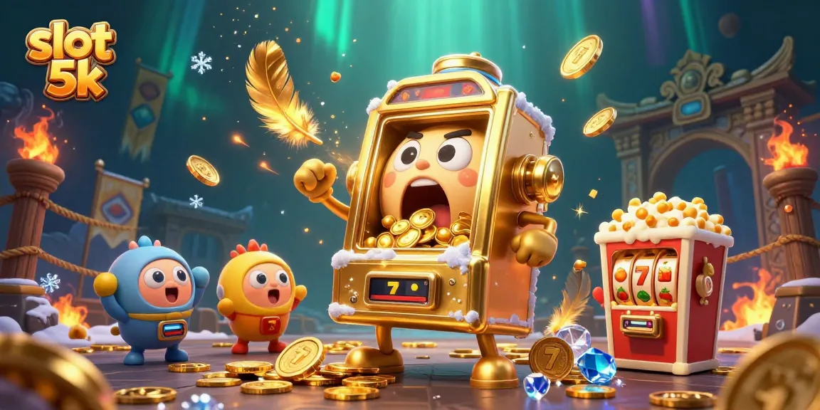 Hit the jackpot with slot 5k and enjoy a festive celebration of wins amidst colorful casino elements.