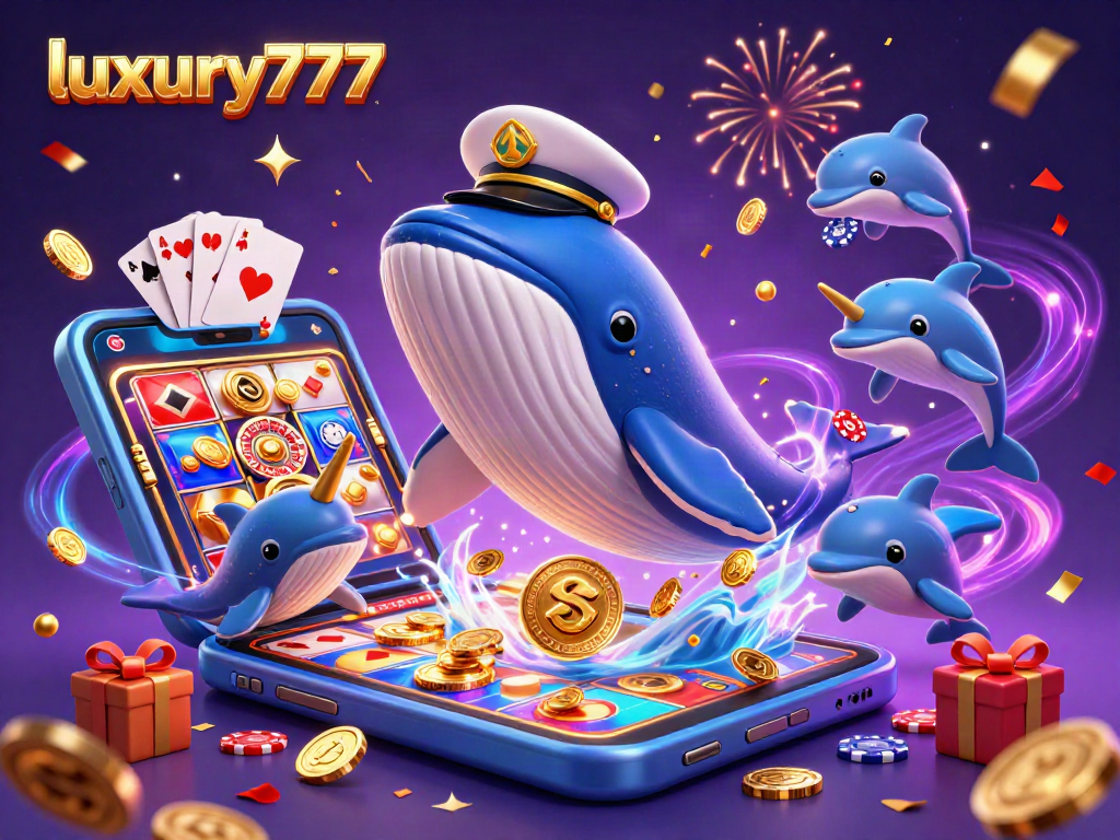 Gambarkan pengalaman menang mewah dengan luxury777 bersama wale 3D dan koin emas.