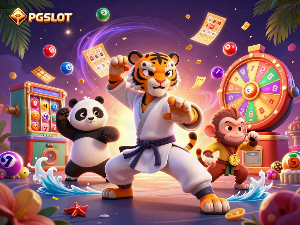 Experience excitement with PG SLOT in a vibrant, dynamic casino scene filled with fun elements.