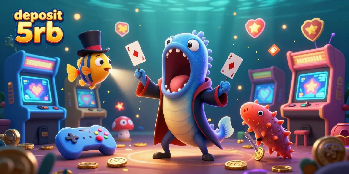 Experience exciting slot games with deposit 5rb in a colorful 3D underwater casino scene.