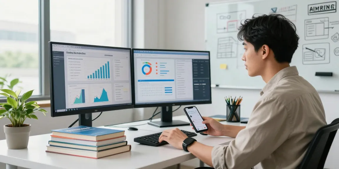 Marketing strategist analyzing data for dating pbn links effectiveness in a bright office.