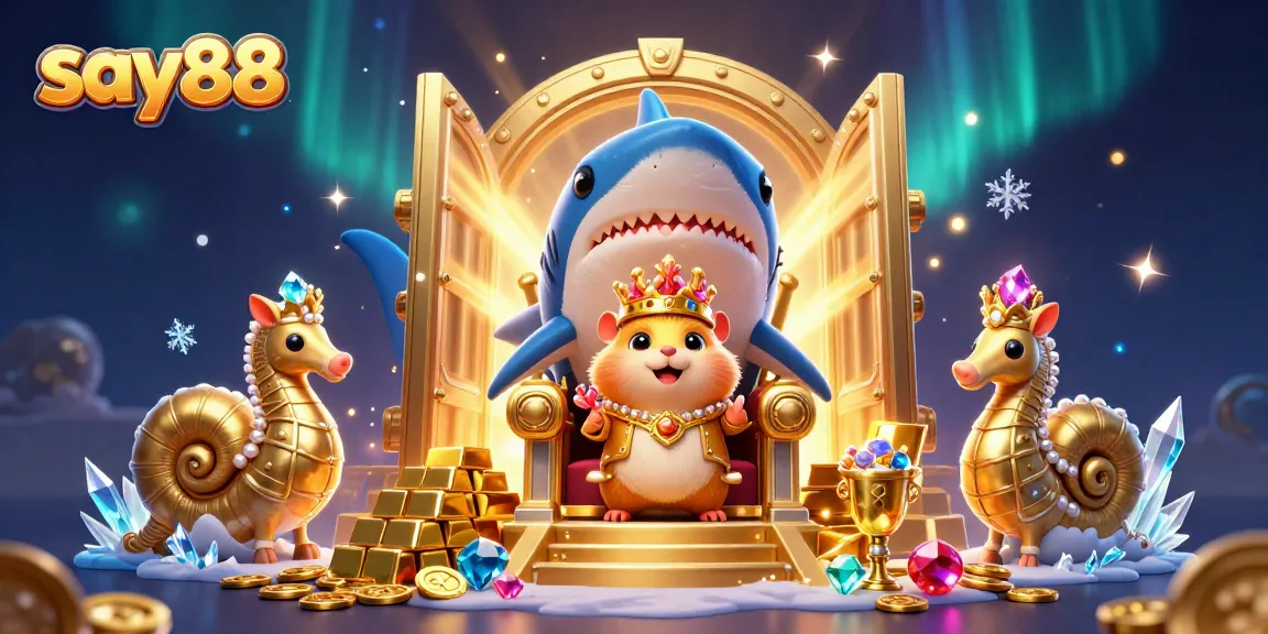 Experience the excitement at say88 with regal characters and treasures in this vibrant gaming scene.