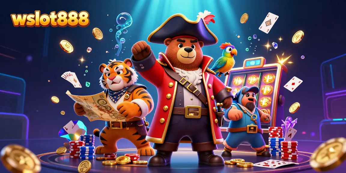 WSLOT888 menghadirkan pengalaman slot mendebarkan dengan simbol jackpot dan tumpukan chip poker berwarna-warni