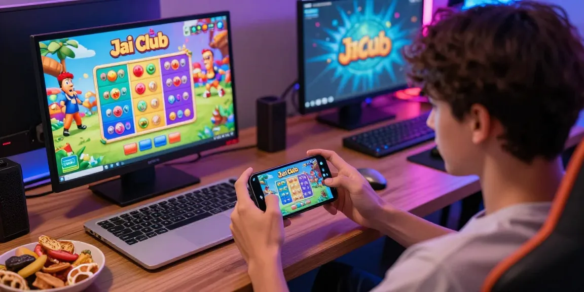 Engaging gamer enjoying the jaiclub experience on a smartphone.