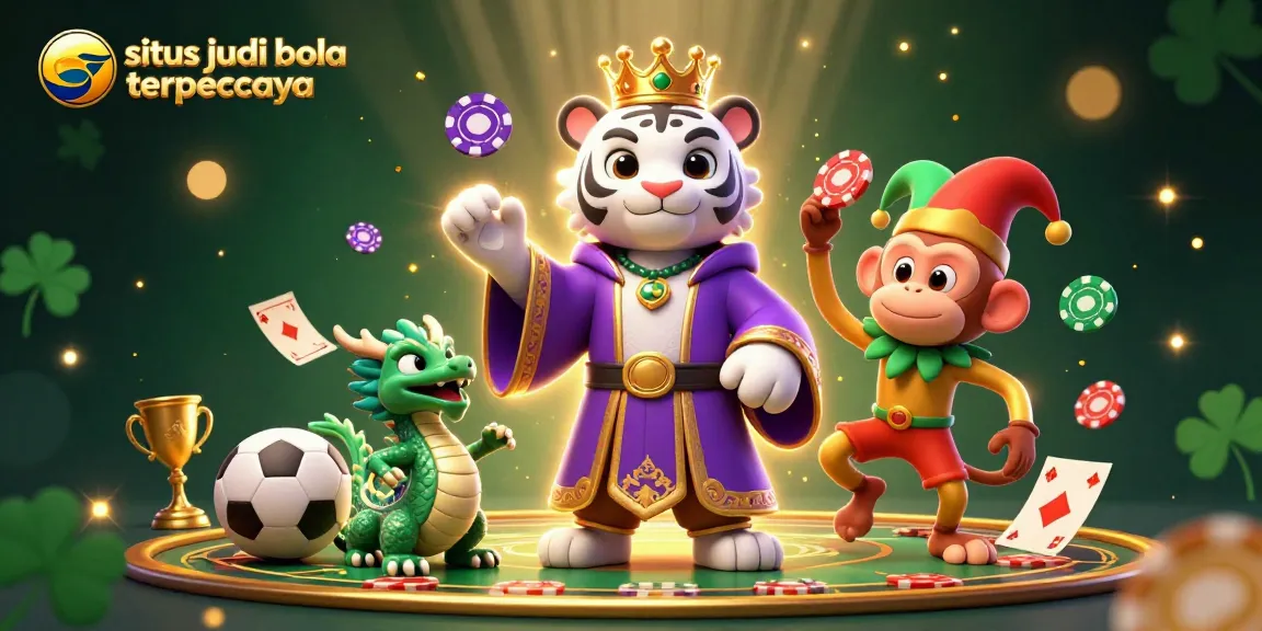 Situs judi bola terpercaya showcases a vibrant sports betting scene with characters and dynamic game elements.