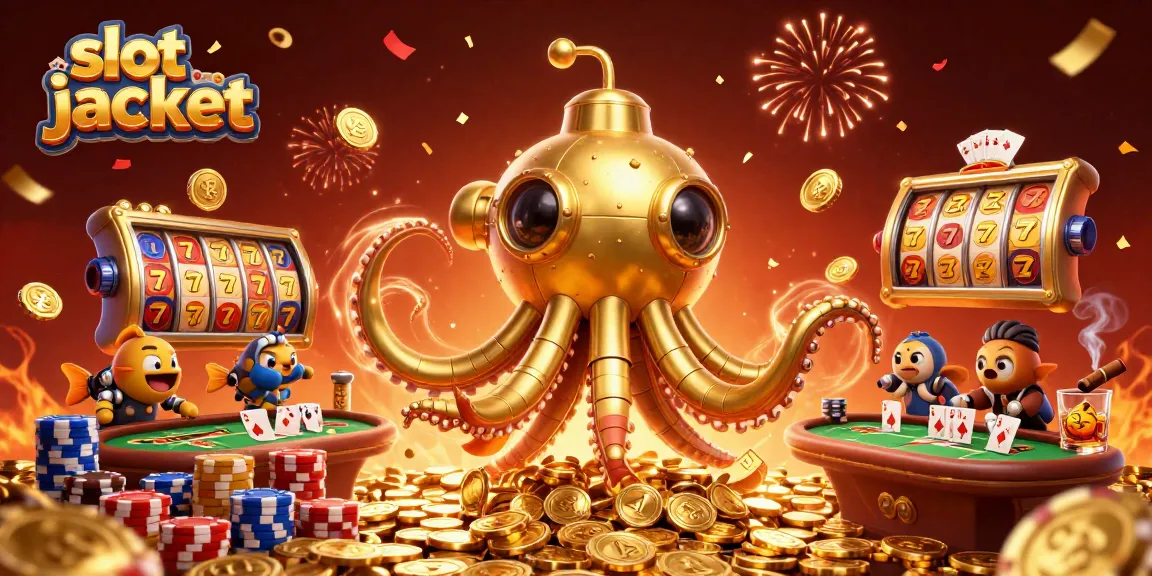 Menang besar pada slot jackpot dengan suasana kasino yang meriah dan penuh imajinasi.