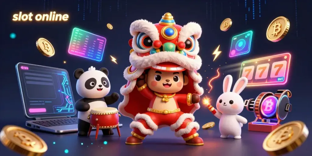 Mainkan slot online dengan kegembiraan maskot berkostum harapan dan simbol keberuntungan.