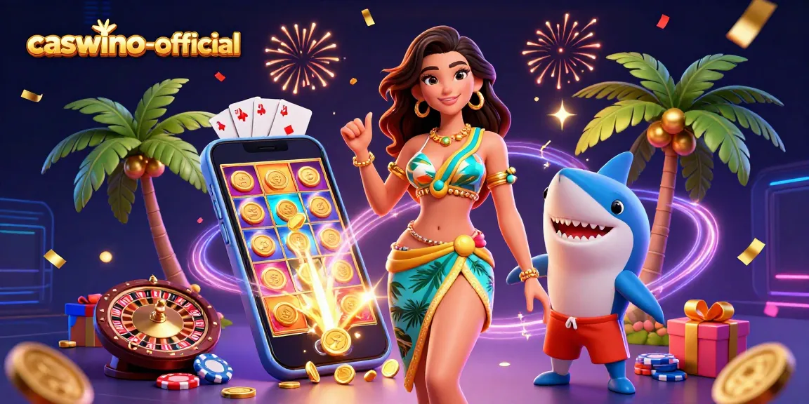Join the excitement at caswino-official with a thrilling gaming atmosphere featuring slots and vibrant characters.