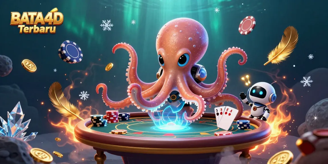Permainan kartu poker di goyang BATA4D Terbaru dengan karakter unik dan elemen kasino yang meriah.