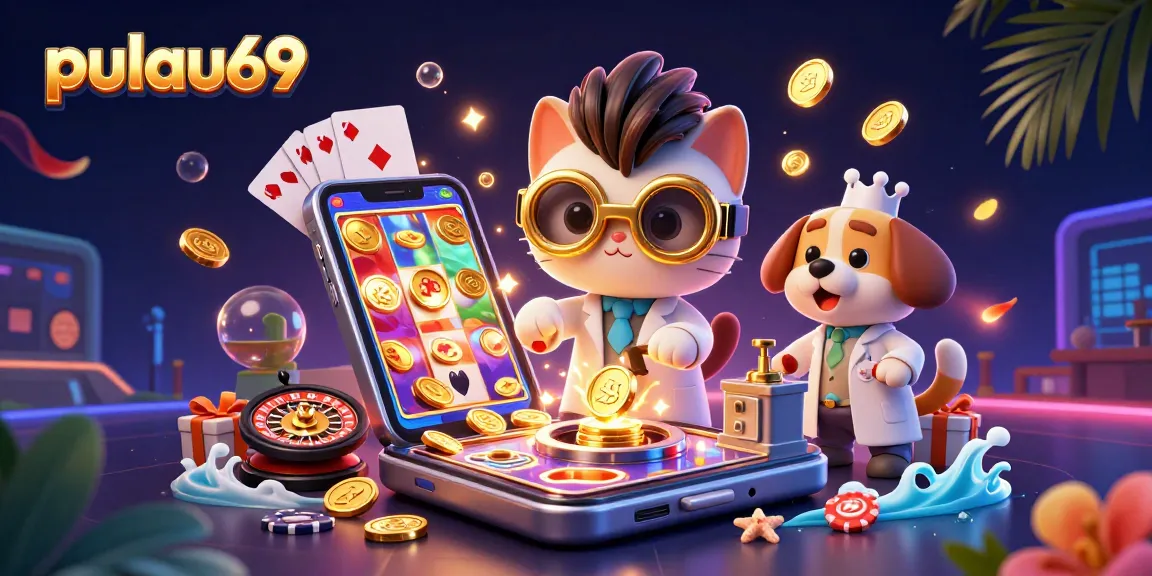 Experience pulau69 with thrilling slot games and vibrant casino elements in a dynamic scene.