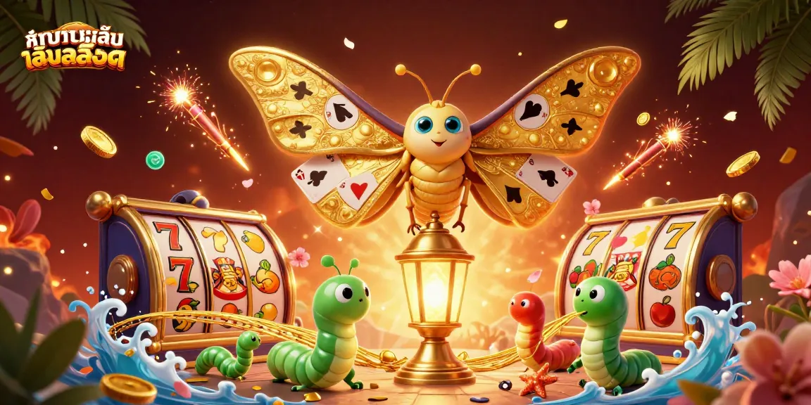 Engage in ทดลองเล่นสล็อต with vibrant casino elements and golden visuals, featuring spinning slot reels.