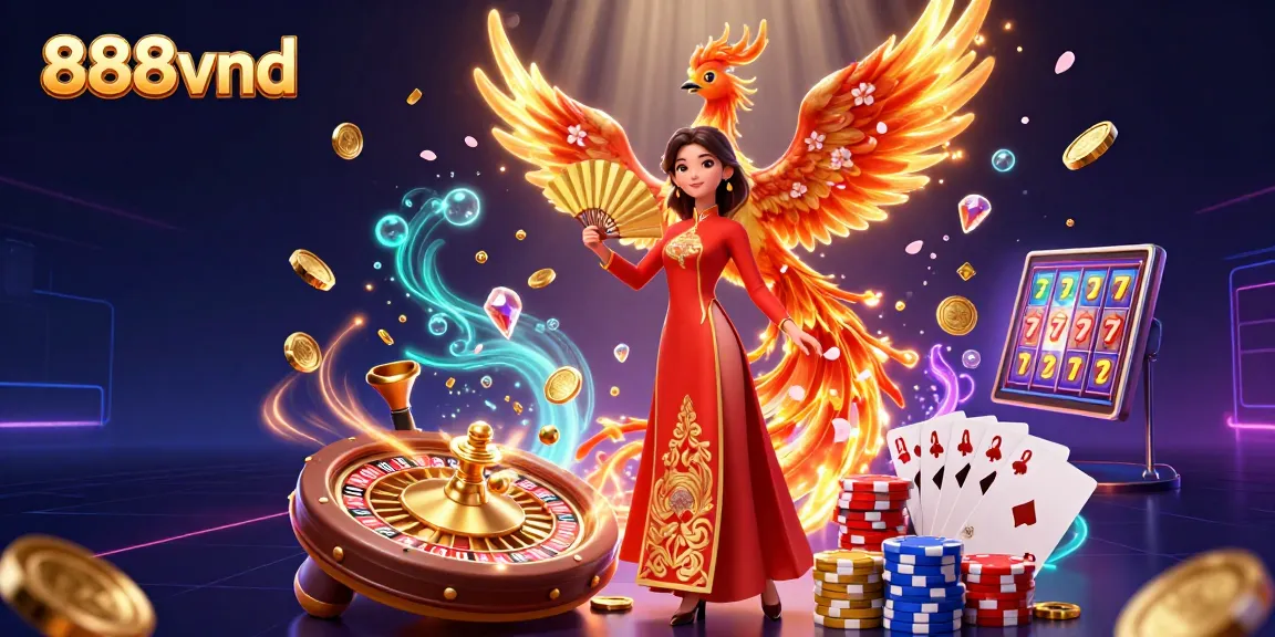 Experience thrilling wins at 888vnd with dynamic casino scenes filled with golden coins and vibrant action.