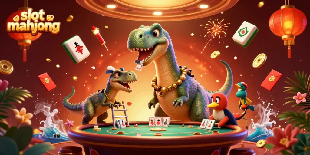 Mendapatkan jackpot dalam permainan slot mahjong di kasino dengan suasana meriah.