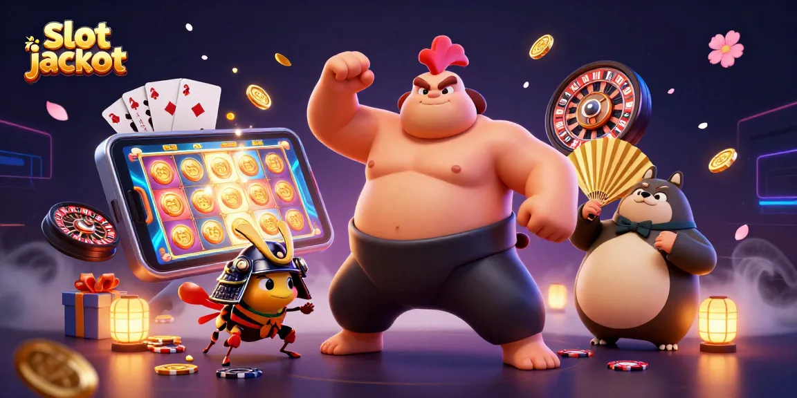 Slot jackpot yang menakjubkan ditampilkan dalam ilustrasi dengan elemen permainan kasino yang memukau.