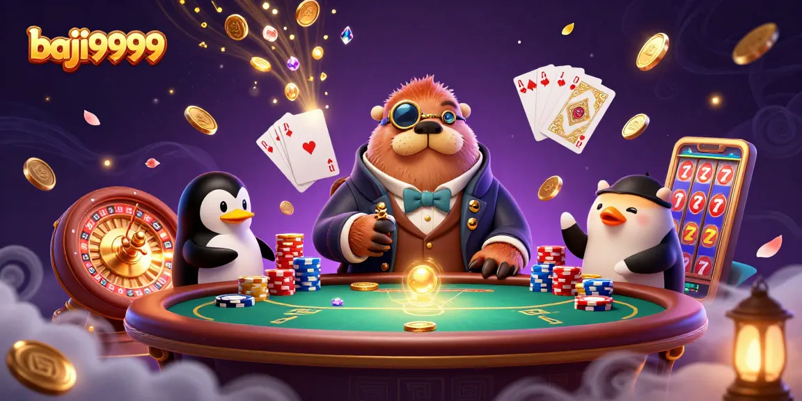 Engage with baji9999 at an energetic underwater casino table featuring a bluffing pufferfish and sophisticated dealer.
