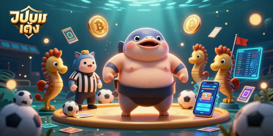 Engage in แทงบอลเต็ง with lively fugu and seahorse spectators at a dynamic underwater sports betting scene.