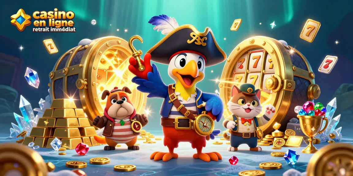 Create winning strategies with casino en ligne retrait immédiat illustration featuring pirates, gold, and casino elements.