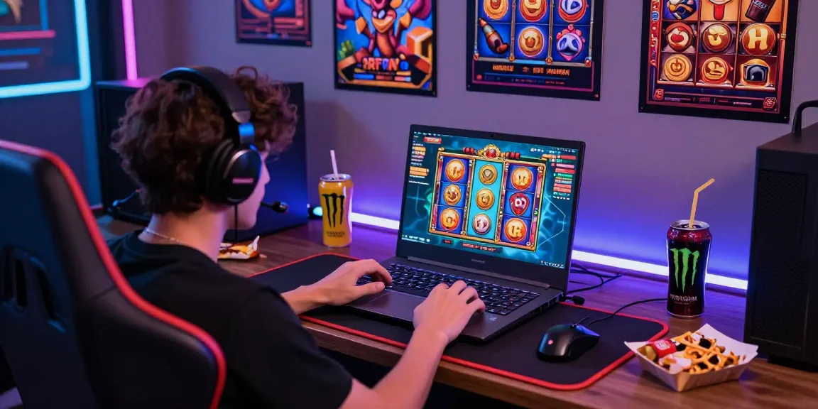 Pengalaman bermain situs slot gacor dengan antusiasme tinggi di depan laptop.
