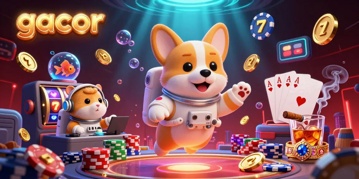 Experience winning thrills with gacor gaming elements in a dynamic casino atmosphere featuring cartoon characters.