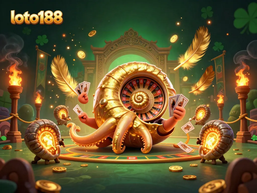 Experience the excitement of loto188 with a 3D illustration showcasing vibrant casino elements and dynamic characters.