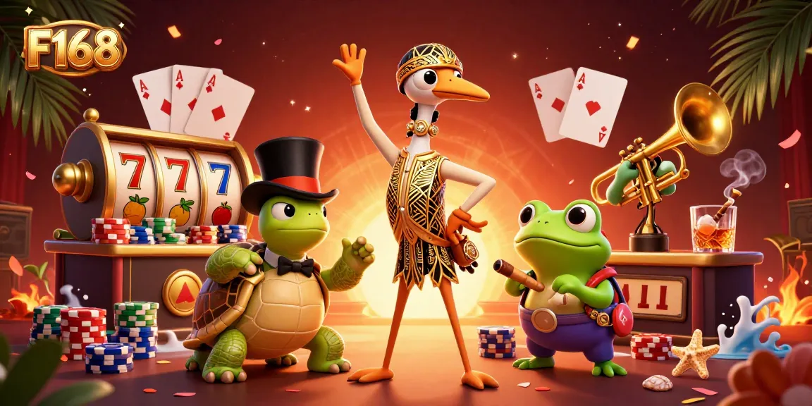 Experience thrilling gameplay at F168 with dynamic slot reels surrounded by colorful poker chips.