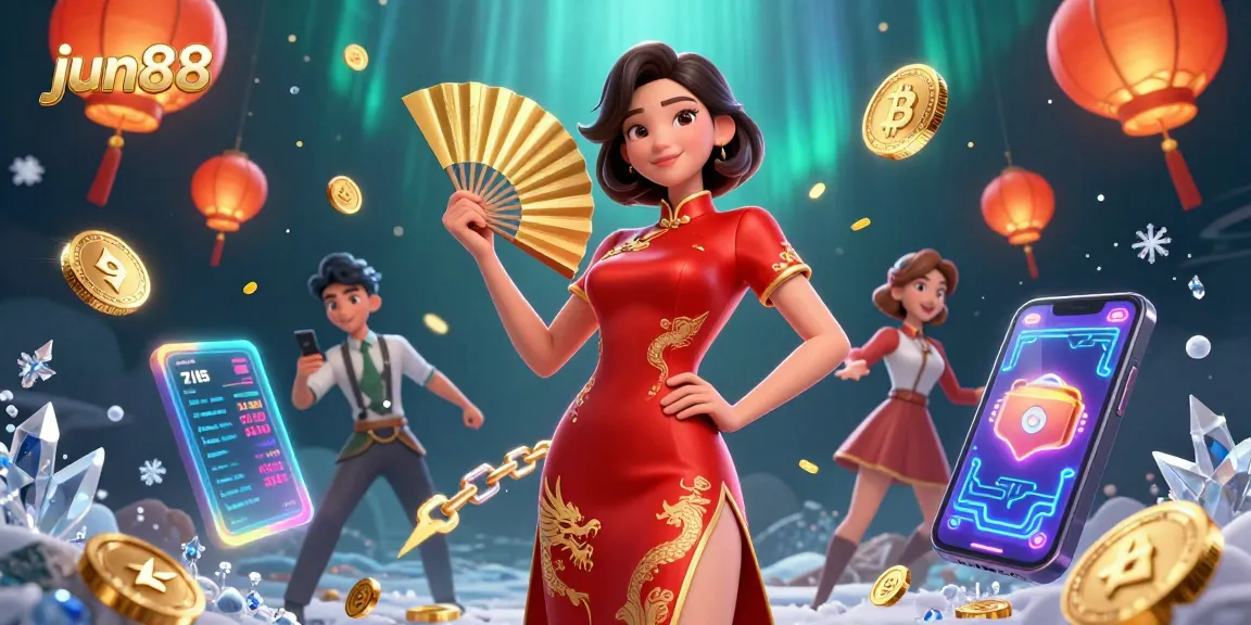 Experience thrilling gameplay at jun88 with stunning visuals of online gaming elements and vibrant characters.