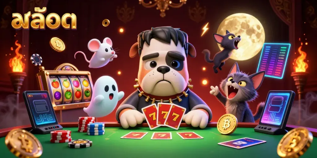 Engaging scene showing 슬롯 gameplay with slots, lucky 7s, and crypto elements in a vibrant casino setting.
