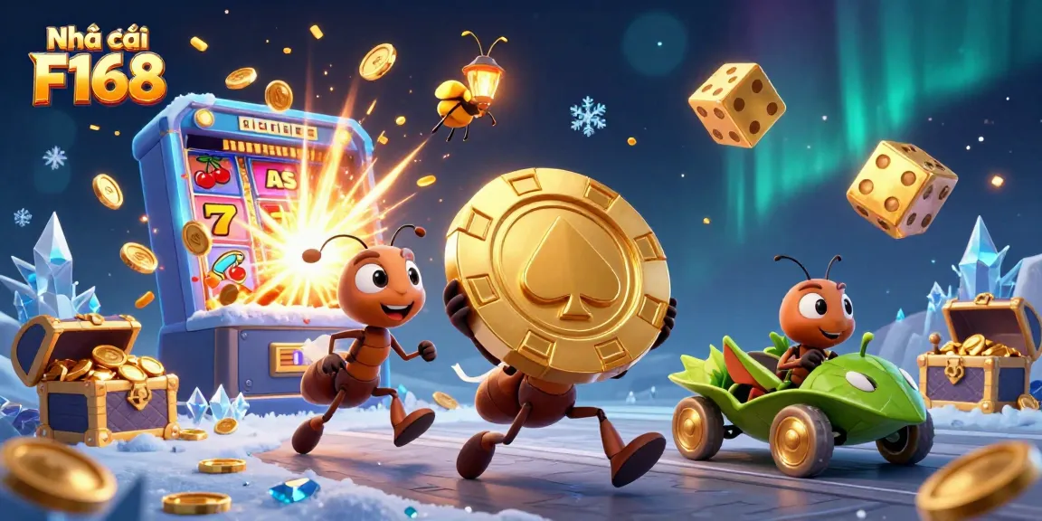 Experience thrilling gameplay actions with Nhà cái F168, featuring vibrant scenes of animated heists and casino excitement.