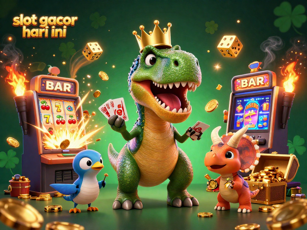 Experience winning moments with slot gacor hari ini featuring playful cartoon characters in a vibrant casino.