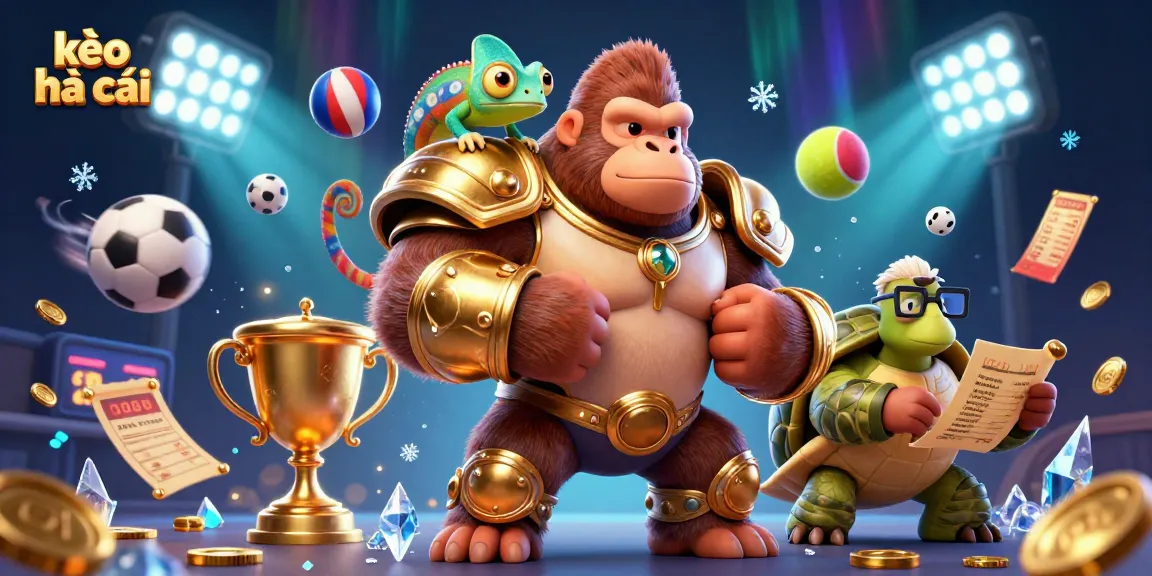 Engage with kèo nhà cái strategies and thrilling sports actions, featuring dynamic characters and vibrant casino elements.