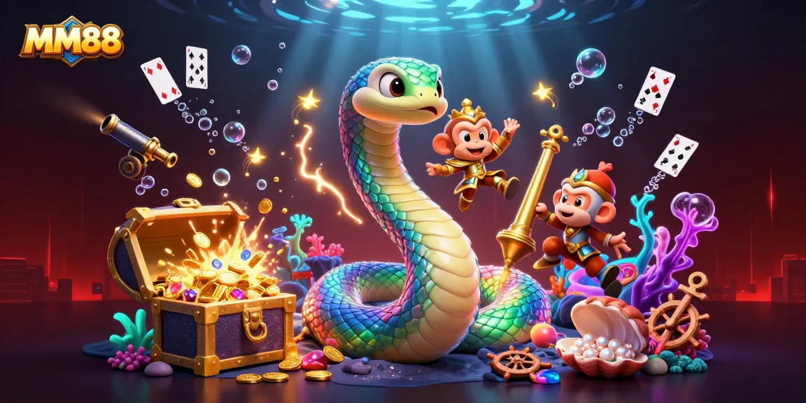 Engage in thrilling MM88 gaming with exotic characters and vibrant casino elements.