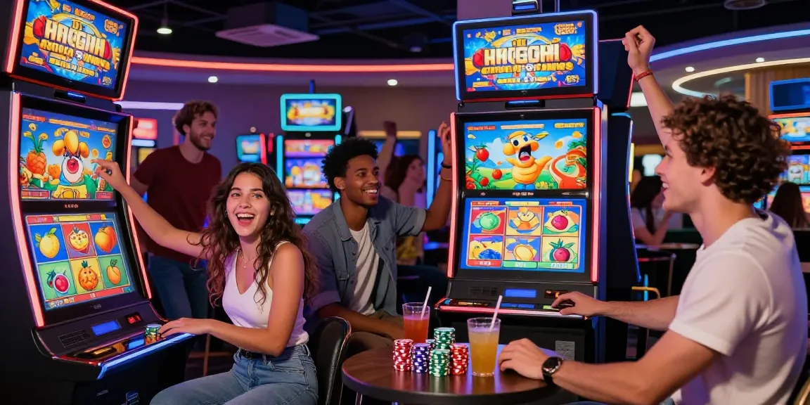 Permainan slot yang menyenangkan di lounge perjudian modern.